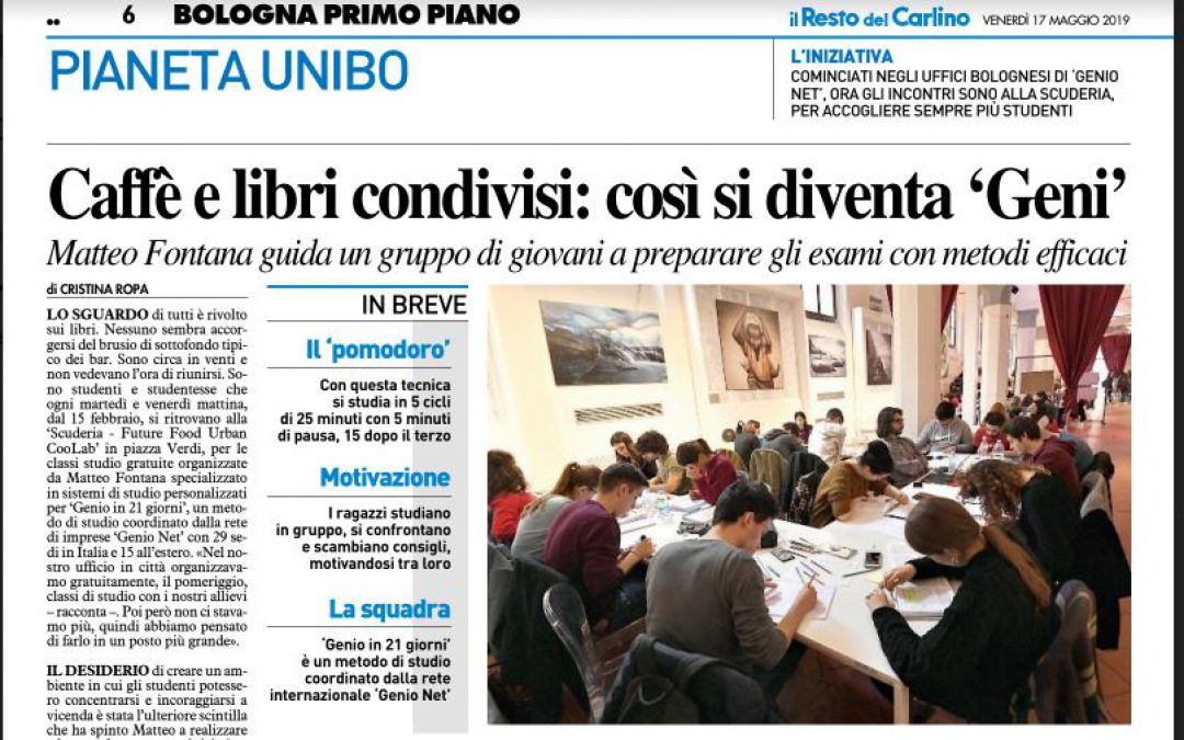 Il Resto del Carlino | Caffè e libri condivisi: così si diventa “Geni”